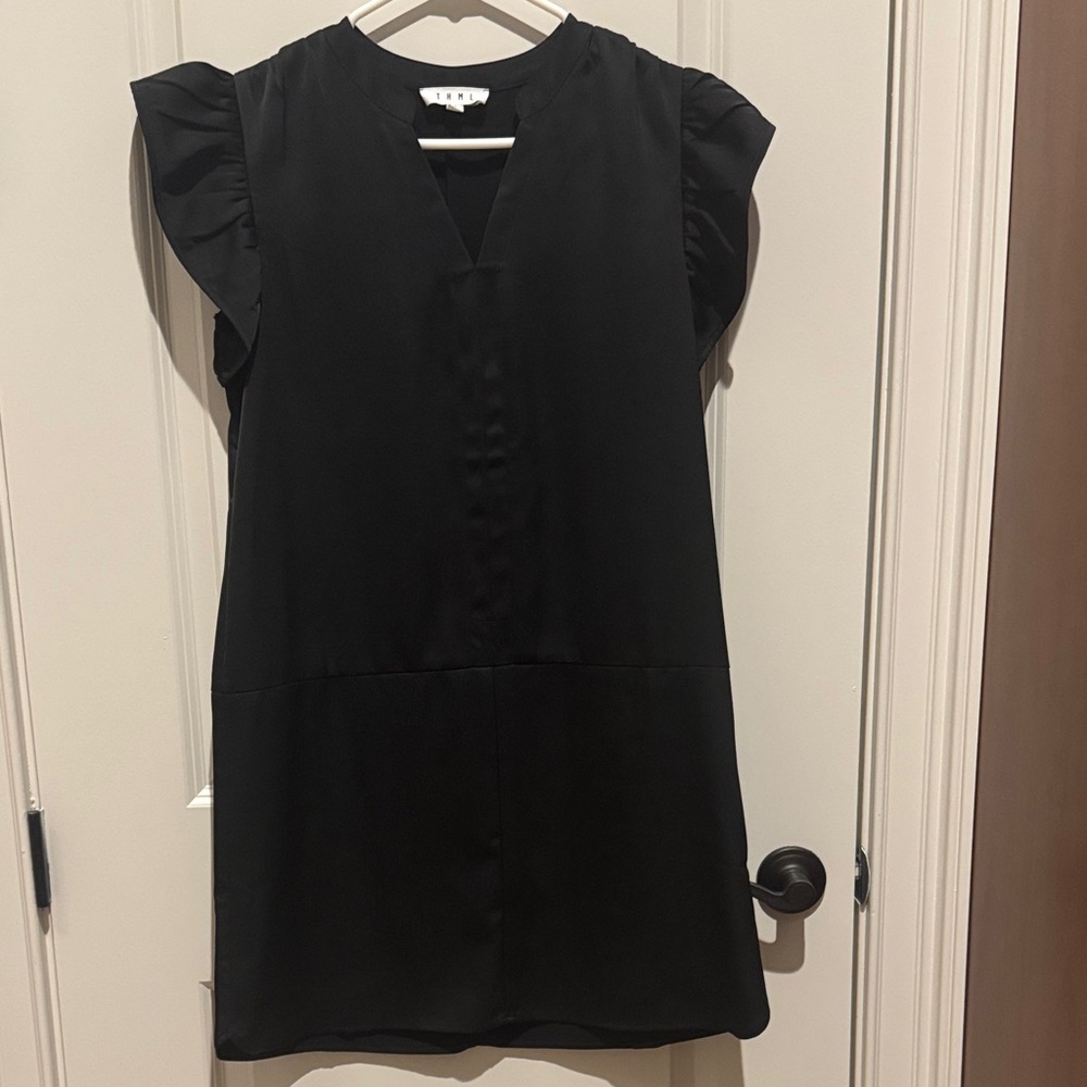 Black Flutter Sleeve Dress
